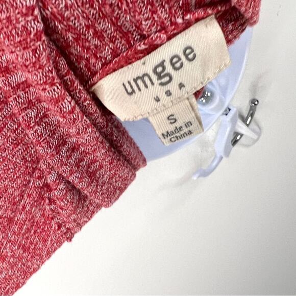 UMGEE Women's Red Turtleneck Top Size S‎ Marled Oversized Dolman Sleeve Raw Edge - Picture 10 of 11